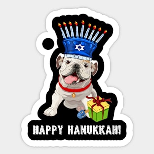 Bulldog Menorah Hat  Hanukkah Chanukah Sticker